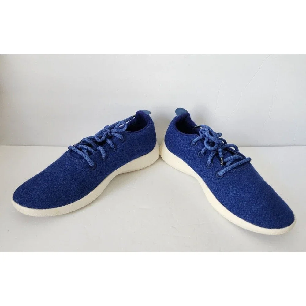 ALLBIRDS Mens WOOL RUNNERS Size 9 BLUE Embroidered Shoes NWOB